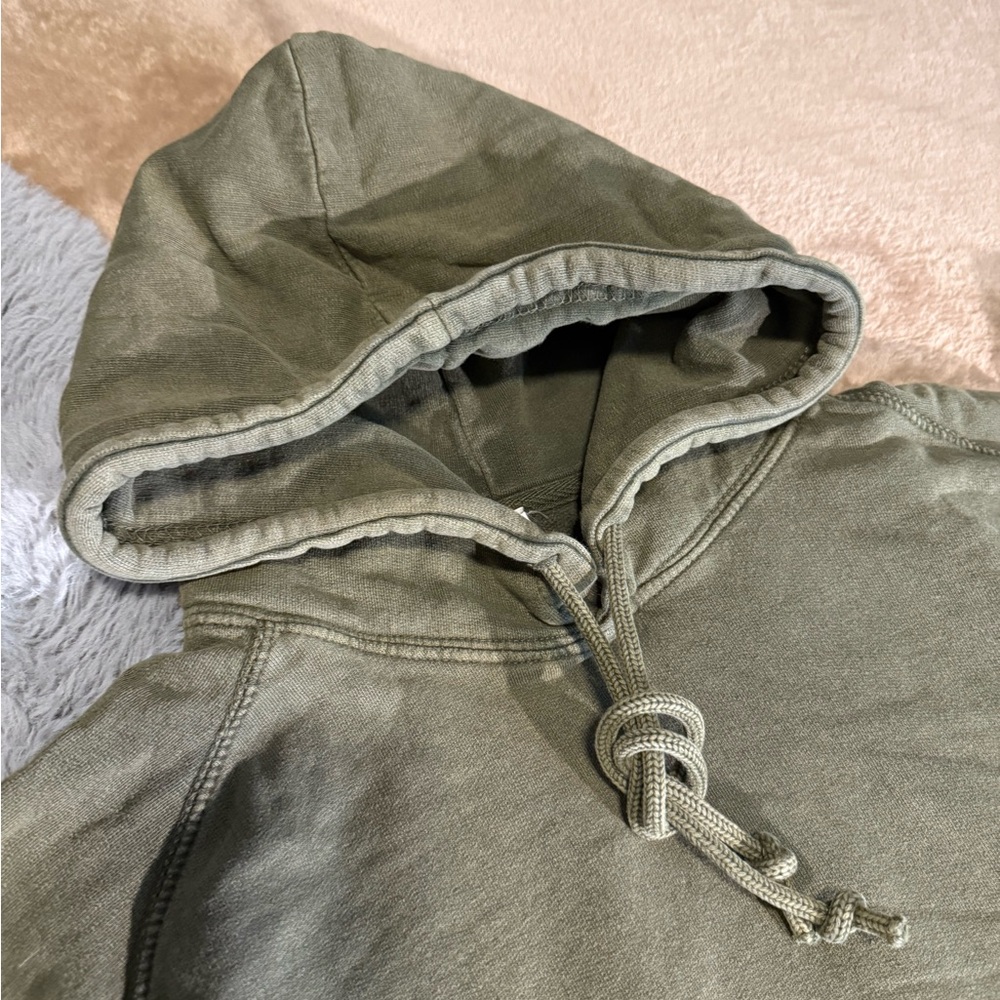 Olive Green Mineral Wash Track Pants & Hoodie Set - Picture 3 of 7